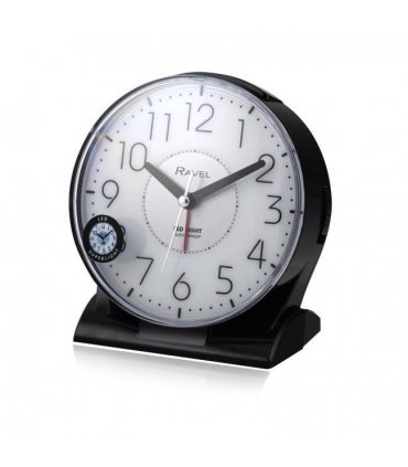 Alarm Clock Ravel Large Contemporary Bedside / Mantel Quartz Alarm Clock - Black