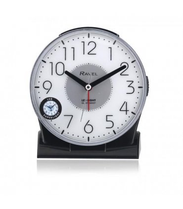 Alarm Clock Ravel Large Contemporary Bedside / Mantel Quartz Alarm Clock - Black