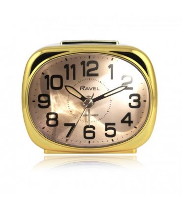 Alarm Clock White/Gold Small Ravel Pillow Shaped Bedside Quartz 9.53x14.64 cm