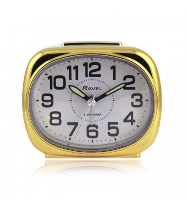 Alarm Clock White/Gold Small Ravel Pillow Shaped Bedside Quartz 9.53x14.64 cm
