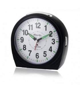 Alarm Clock Black Gloss Large Art Deco Bedside / Mantel Quartz Alarm Clock