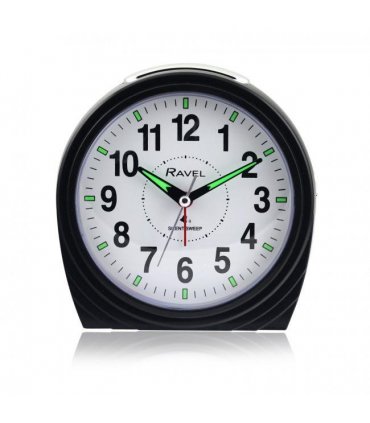 Alarm Clock Black Gloss Large Art Deco Bedside / Mantel Quartz Alarm Clock