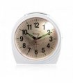 Alarm Clock White Large Art Deco Bedside/Mantel Quartz Silent Sweep Snooze Light