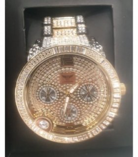NY LONDON GENTS BLING WATCH PI-7498 GOLD.BLACK