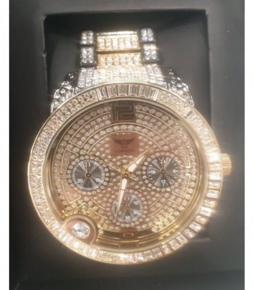 NY LONDON GENTS BLING WATCH PI-7498 GOLD.BLACK