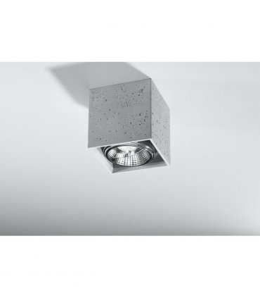 Ceiling Lamp VALDE Concrete Square Shape Loft Design Grey Modern GU10 LED