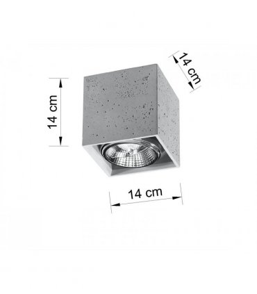 Ceiling Lamp VALDE Concrete Square Shape Loft Design Grey Modern GU10 LED