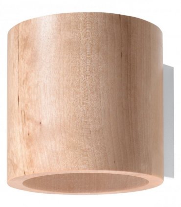 Wall Lamp ORBIS Up/Down Natural Wood Round Tube Boho Design LED G9