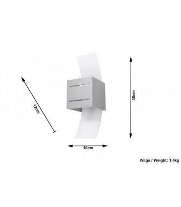 Wall Lamp LORETO Grey Up/Down Square Shape Modern Loft Design G9