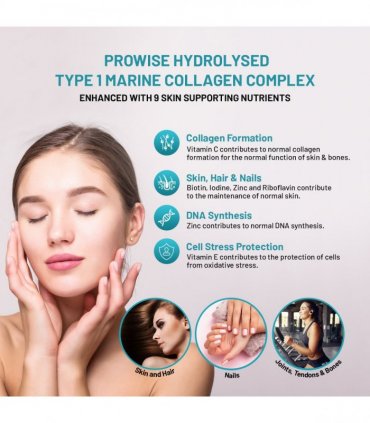 Marine Collagen with Hyaluronic Acid Complex 1100mg  90 Capsules I For Women and Men I Made in UK by Prowise