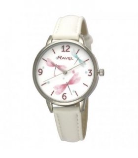 Wristwatches Ravel Women's Dragonfly Watch - White - Dragonfly inspired design