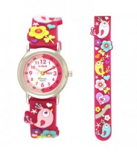 Kid's TimeTeacher Watch - Summer Tweets Pink Silicone Strap 27mm - R1513.92