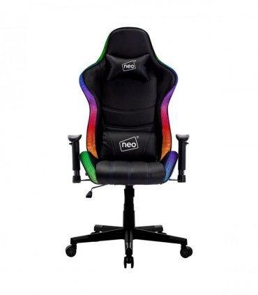 Black Leather Computer Office Gaming Chair with LED Lights
