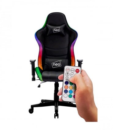 Black Leather Computer Office Gaming Chair with LED Lights