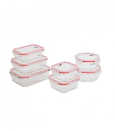 7pc Glass Food Storage Container Set With Air Vent Lids