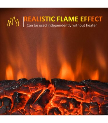 1850W Flame Effect Electric Free Standing Fireplace Fan Log Burning Stove -Black