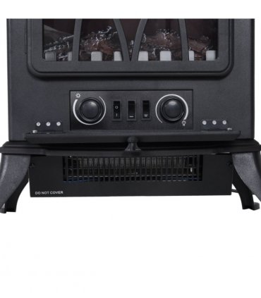 1850W Flame Effect Electric Free Standing Fireplace Fan Log Burning Stove -Black