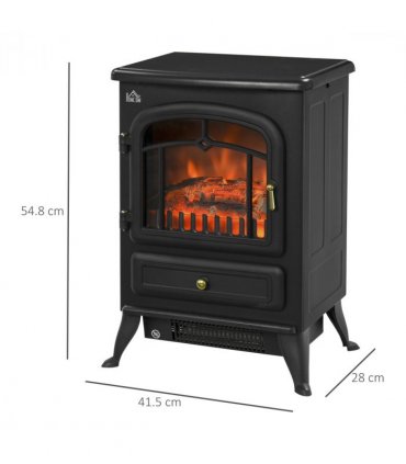 Electric Fire Place 1850W Heater Wood Burning Effect Flame Portable Black