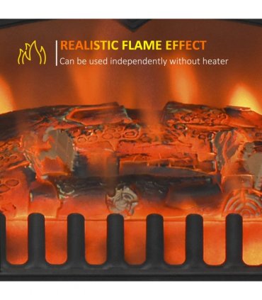 Electric Fire Place 1850W Heater Wood Burning Effect Flame Portable Black