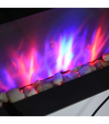 1000W Wall Mounted Tempered Glass Electric Fireplace Heater Black