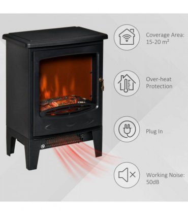 Electric Fireplace Stove Heater  Flame Effect, Overheat Safety Protection