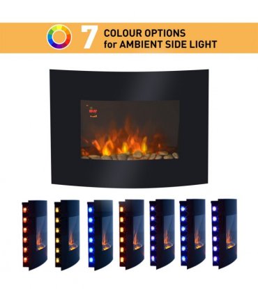 Electric Wall Mounted Fire Place Slimline Plasma Fan Heater Backlit 900/1800W