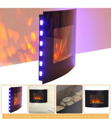 Electric Wall Mounted Fire Place Slimline Plasma Fan Heater Backlit 900/1800W