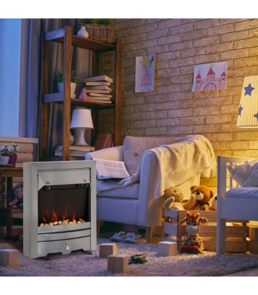 LED Flame Electric Fire Place-Stainless Steel 2KW Pebble Burning Effect Indoor