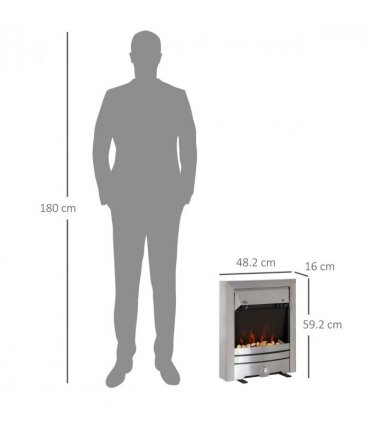 LED Flame Electric Fire Place-Stainless Steel 2KW Pebble Burning Effect Indoor