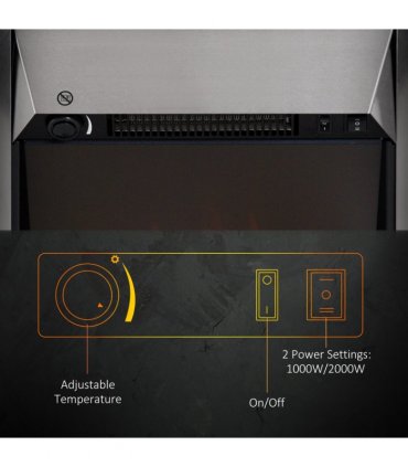 LED Flame Electric Fire Place-Stainless Steel 2KW Pebble Burning Effect Indoor