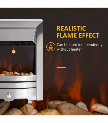 LED Flame Electric Fire Place-Stainless Steel 2KW Pebble Burning Effect Indoor