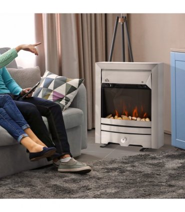 LED Flame Electric Fire Place-Stainless Steel 2KW Pebble Burning Effect Indoor