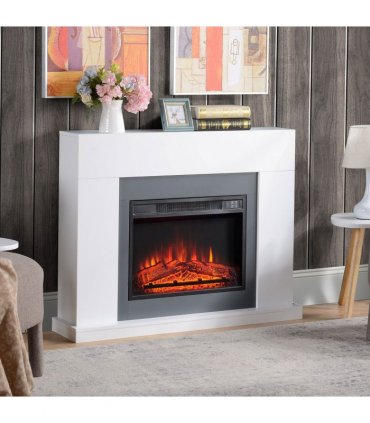 Electric Fireplace Suite Remote Freestanding Fireplace Heater with LED Flame
