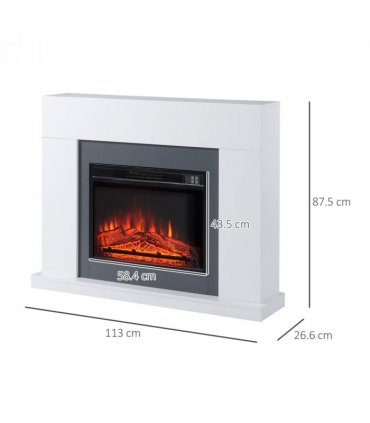 Electric Fireplace Suite Remote Freestanding Fireplace Heater with LED Flame