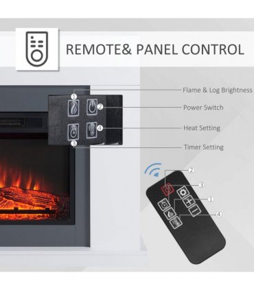 Electric Fireplace Suite Remote Freestanding Fireplace Heater with LED Flame