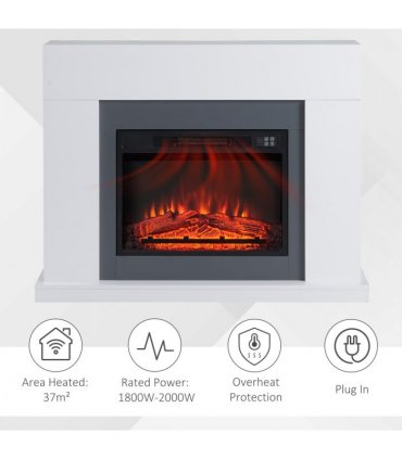 Electric Fireplace Suite Remote Freestanding Fireplace Heater with LED Flame