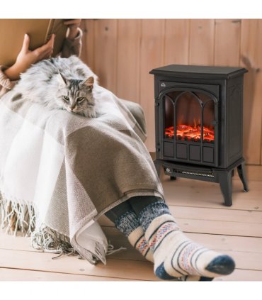 Electric Fireplace Heater Freestanding Stove with LED Flame Effect