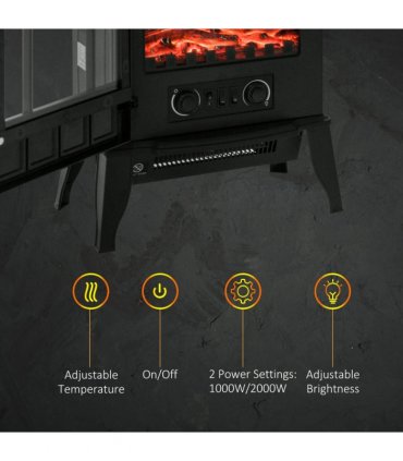 Electric Fireplace Heater Freestanding Stove with LED Flame Effect