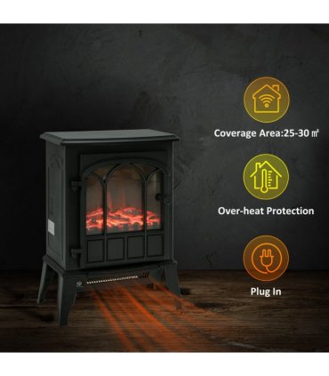 Electric Fireplace Heater Freestanding Stove with LED Flame Effect