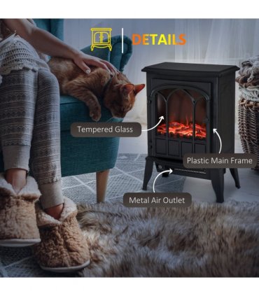Electric Fireplace Heater Freestanding Stove with LED Flame Effect