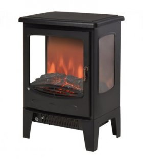 1800W Tempered Glass Electric Fireplace Heater Black