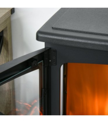 1800W Tempered Glass Electric Fireplace Heater Black