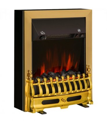 LED Flame Electric Fire Place 2000W Coal Burning Effect Heat-Golden