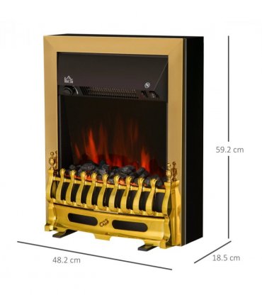 LED Flame Electric Fire Place 2000W Coal Burning Effect Heat-Golden