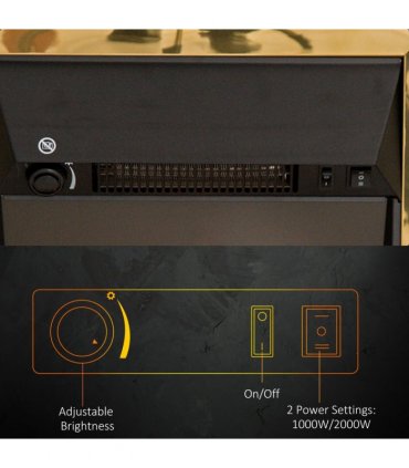 LED Flame Electric Fire Place 2000W Coal Burning Effect Heat-Golden