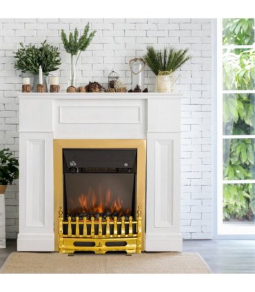 LED Flame Electric Fire Place 2000W Coal Burning Effect Heat-Golden