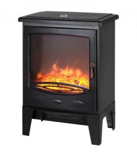 Electric Heater Freestanding Fireplace Artificial Flame Tempered Glass Casing