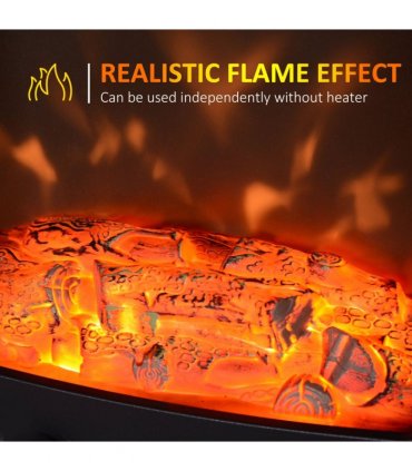 Electric Heater Freestanding Fireplace Artificial Flame Tempered Glass Casing