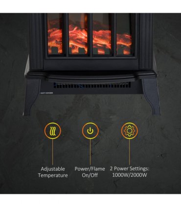 Electric Heater, 1000W/2000W-Black