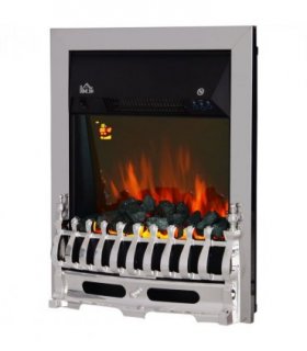 LED Flame Electric Fire Place-Silver | aosom.co.uk